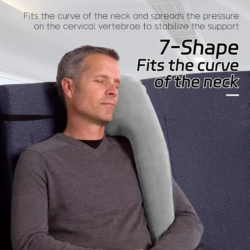 Inflatable Travel Pillow Sleeping Companion Perfect for Cars Planes and Trains Side-Sleeping Neck Support Pillow Portable Neck