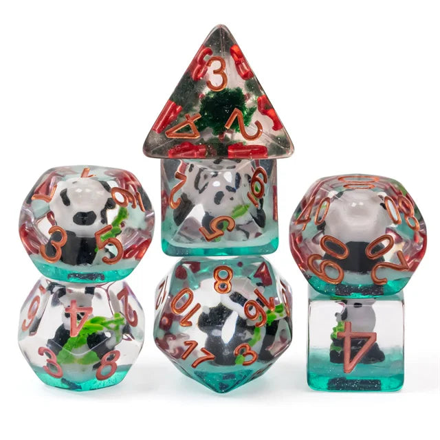 Cusdie Cute Animals DnD Dice Resin D4 D6 D8 D10 D% D12 D20 Polyhedral Dice Set for D&D Pathfinder Role Playing Table Board Games