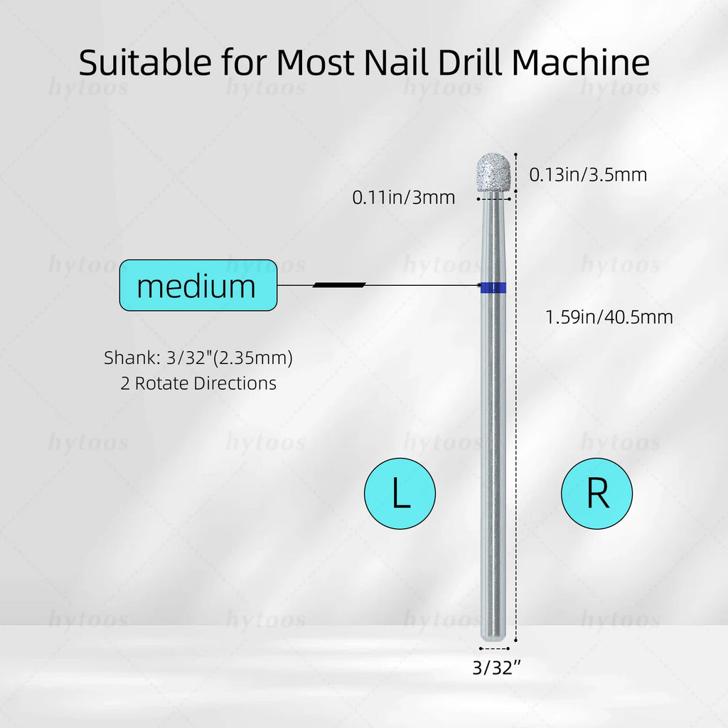 HYTOOS Mushroom Diamond Nail Drill Bits Chrome Pro Russian Cuticle Bit for Nail Drill Dead Skin Cleaner Nails Pre-treatment Tool