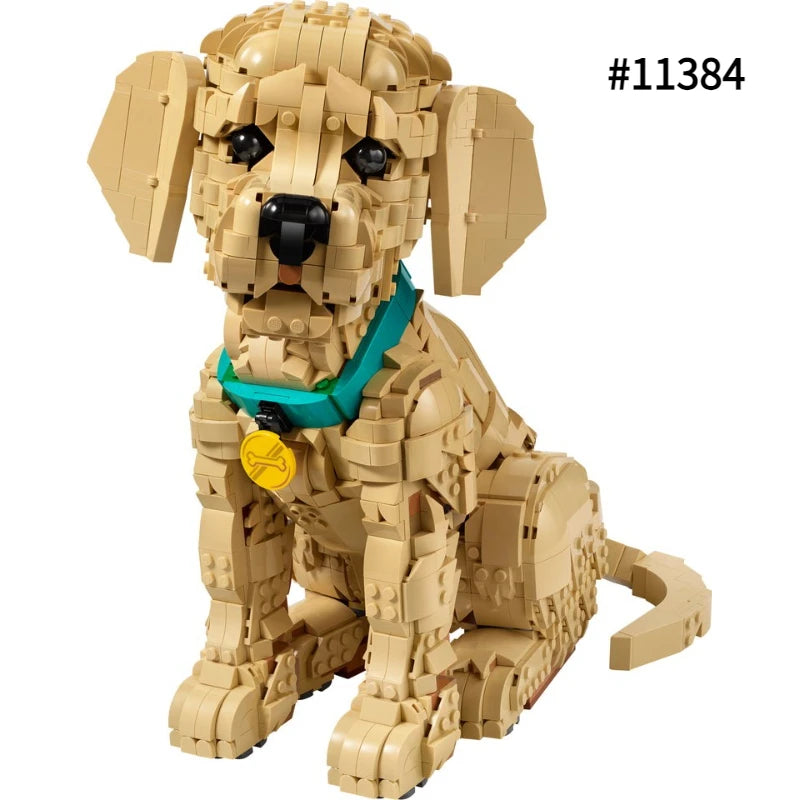 New Cute Golden Retriever Puppy Dog Building Blocks Compatible Model Suitable for Children's Birthday Gift Toys