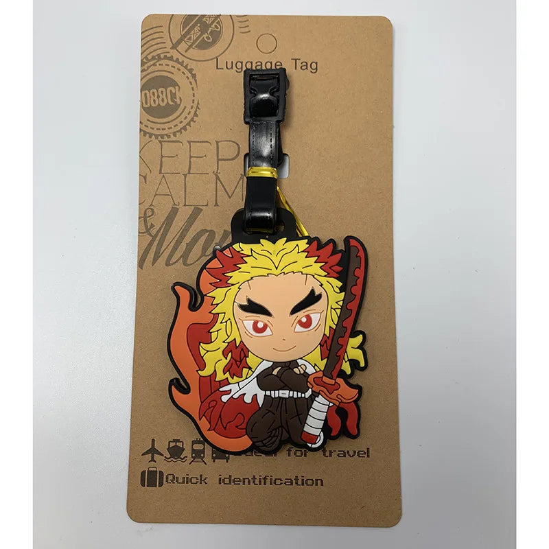 Anime Demon Slayer Luggage Tag Travel Portable Baggage Boarding Label Silica Gel ID Addres Holder Luggage Individuality Tags