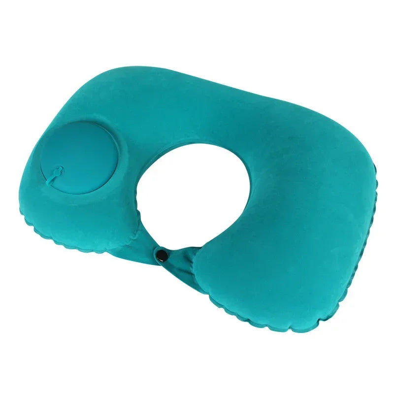 Inflatable Neck Air Pillow U Shape Neckrest Head Rest Portable Sleep Resting Folding Press Travel Pillow for Airplane Train Car