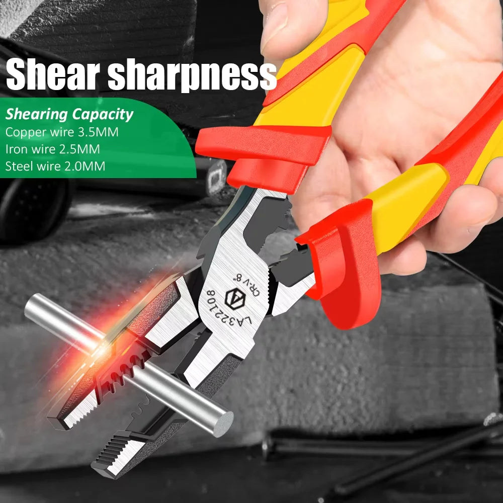 LAOA VDE Wire Cutters 7'' 8'' Insulated Combination Diagonal Needle Nose Pliers Electrician Tool High Voltage 1000V Resistance