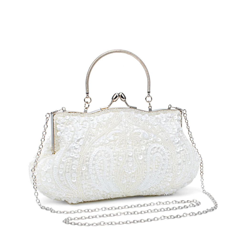 Retro Evening Bags For Women Clutch Bag Embroidered Sequins Beaded Chain Shoulder Bag For Dress Banquet Wedding Handbag Purse