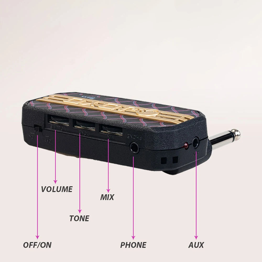 JOYO JA-03 Portable Guitar Amp Mini Guitar Headphone Amplifier Plug & Play Adjustable Bypass/Modulation Signal for Bass Practice