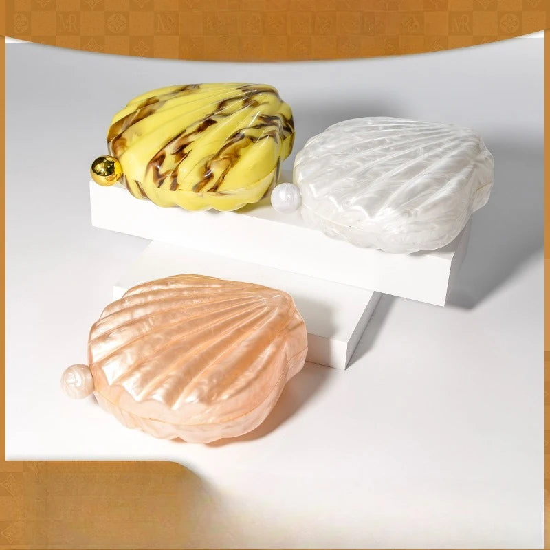 French Acrylic Shell Bag Wedding Dinner Clutch New Women's Shoulder Crossbody Bag