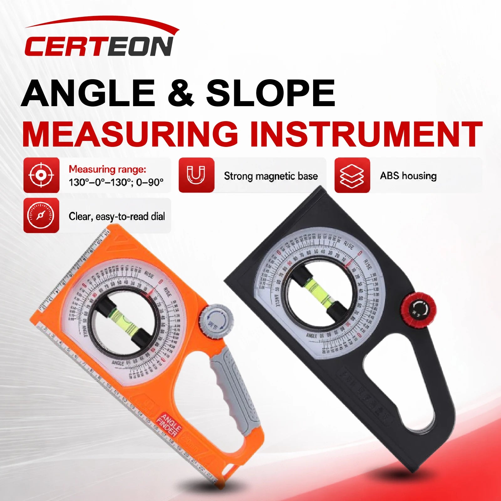 MS130 Angle & Slope Measuring Instrument Digital Angle Finder Magnetic Protractor for Industrial Pipe Alignment