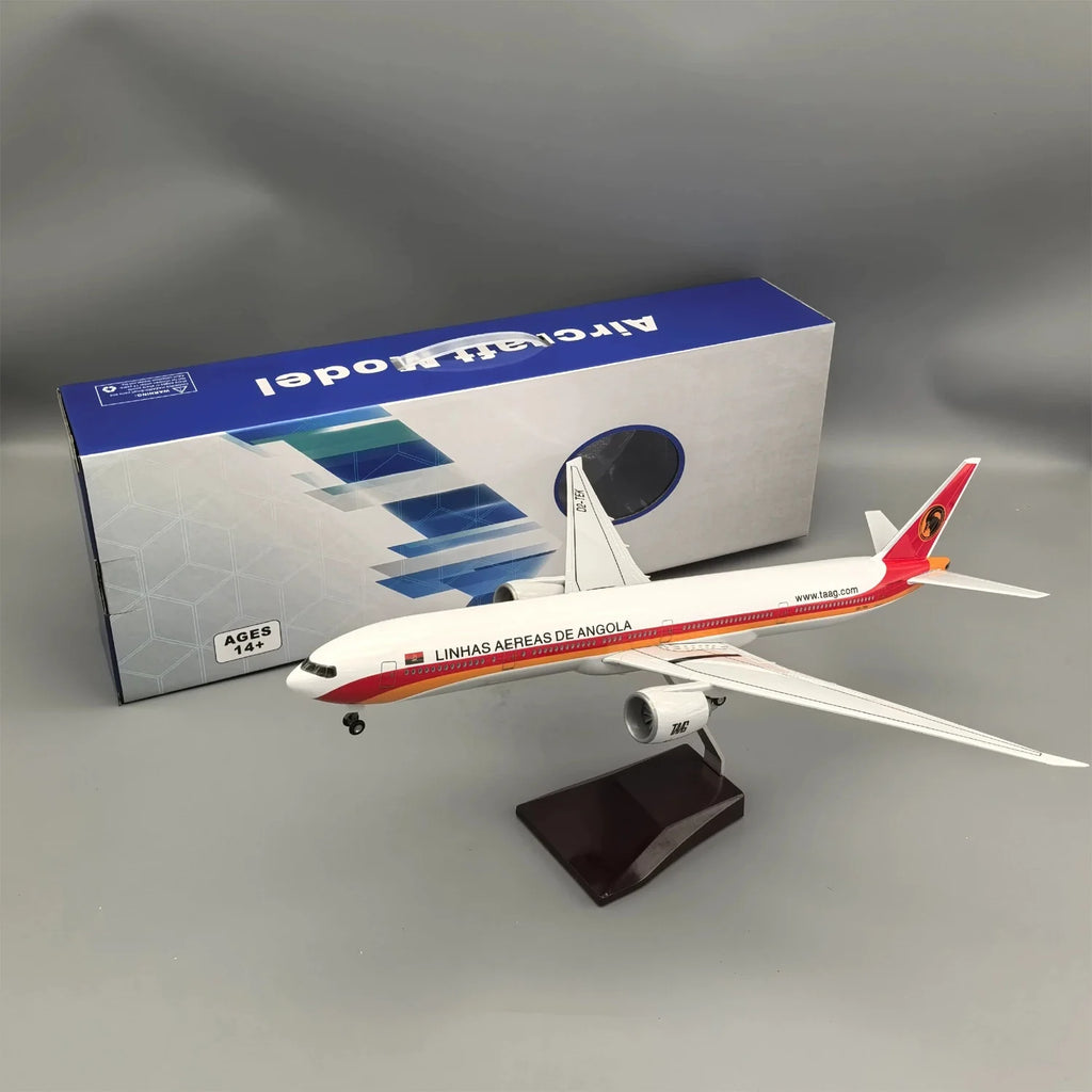 47CM scale plane B777 Angola Airlines Resin miniature airplane toy W Light Landing Gear Souvenir Plane Toy