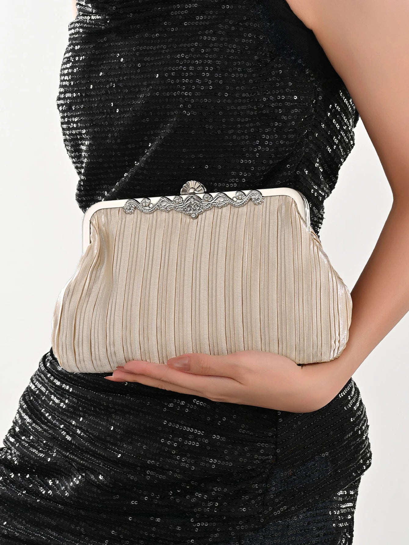 Clutch Purse Evening Bag for Women, Glitter Evening Envelope Handbag With Detachable Chain for Wedding