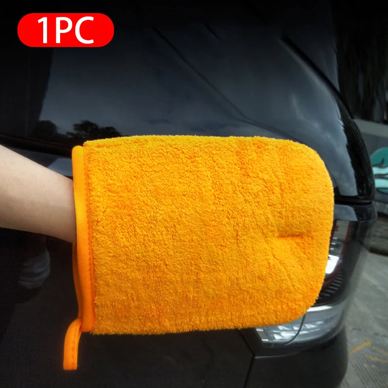 SEAMETAL Car Wash Microfiber Gloves Double Sided Ultra Absorbent Wash Towel Car Sponge Scratch Free Mitt for Car Accessories