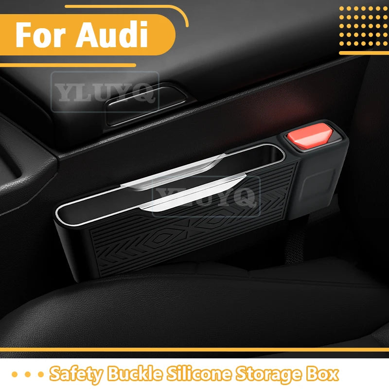 For Audi A3 A4 Seat Belt Storage Box A5 A6 A7 Q5 Q6 Q7 Q8 S4 S5 S8 RS5 RS6 Silicone Seat Side Gap Storage Box Car Accessories
