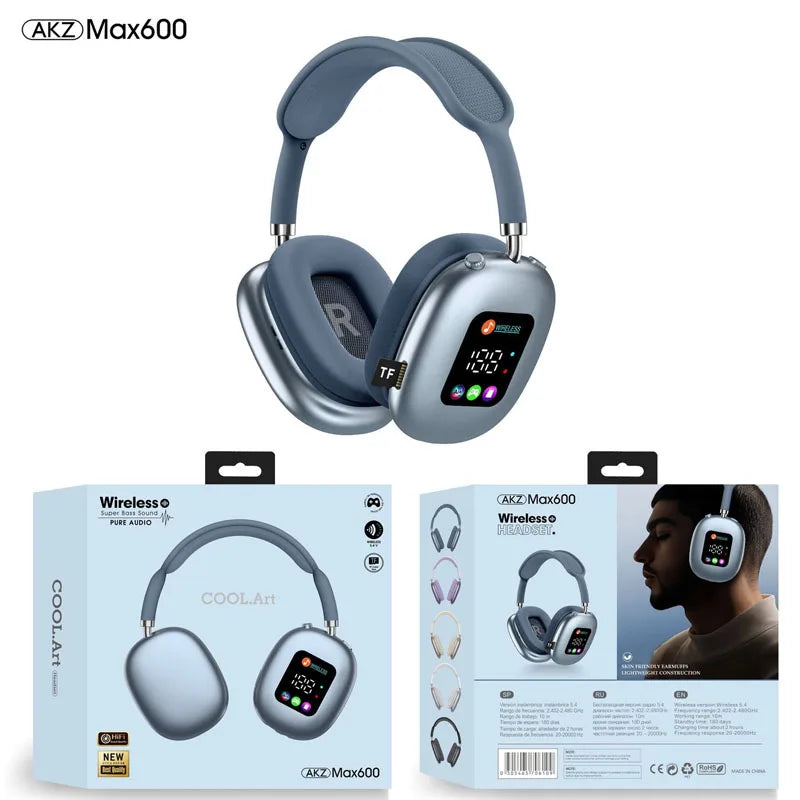MAX600 Wireless Head-mounted Bluetooth Headset with Digital Display and Card Reader