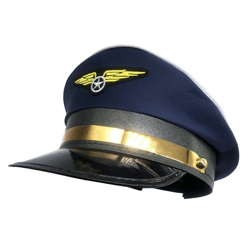 652F for Creative Pilot Hat Captain Cap Adjustable Octagonal Hat for Masquerade Party