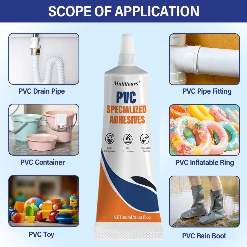 PVC Pipe Repair Adhesive Inflatable Boat Repair Glue Paddle Board Kayak Tube Repair Glue, Plastic Adhesive Super Glue Strong
