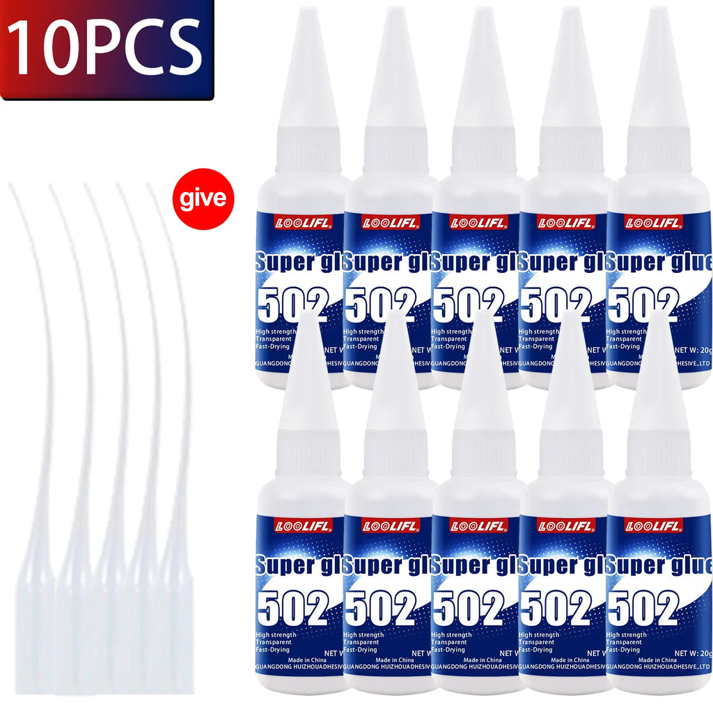 1-10Pcs Loolifl 502 Super Glue Cyanoacrylate Quick Dry Instant Strong Bond Adhesive for Home Office Industrial Repair Materials