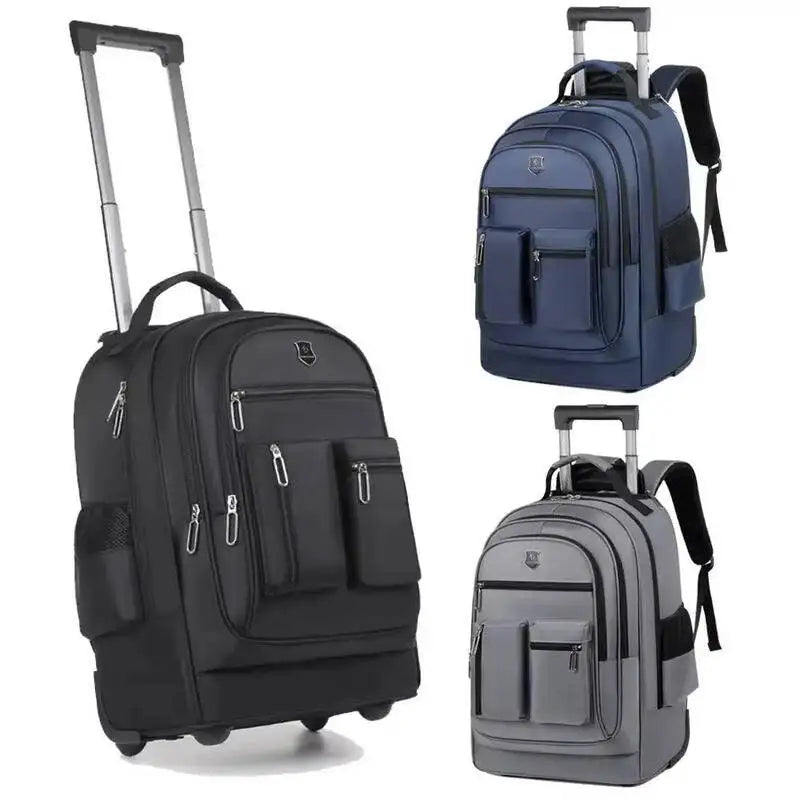 Large Capacity Travel Wheeled Backpack Wheels Hidden Pull Rod Waterproof Carry Luggage Weekend Travel Bag For Men Business Trip