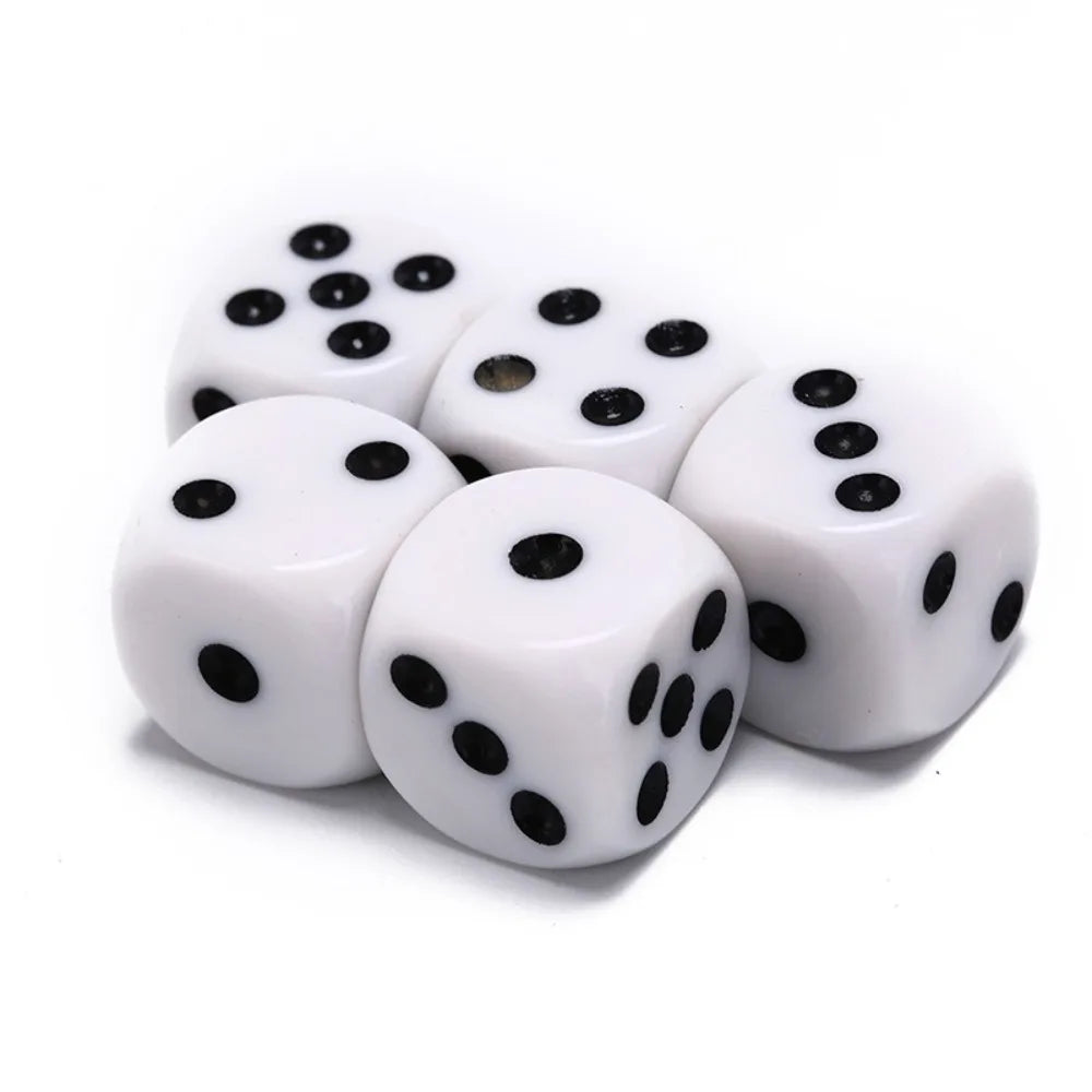 5Pcs/10Pcs 14mm/10mm 6 Sided Drinking Dice White Dices Round Corner Point Dice Set Acrylic Game Accessory Digital Dices