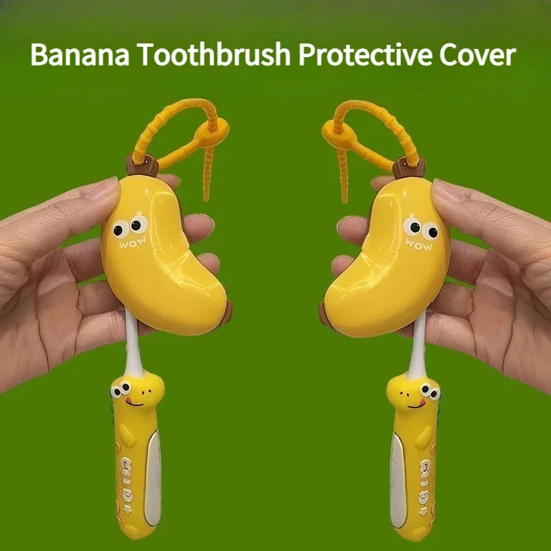 Mini Banana Toothbrush Head Protective Cover Toothpaste Portable Toothbrush Storage Dustproof Cover Travel Toothbrush Storage