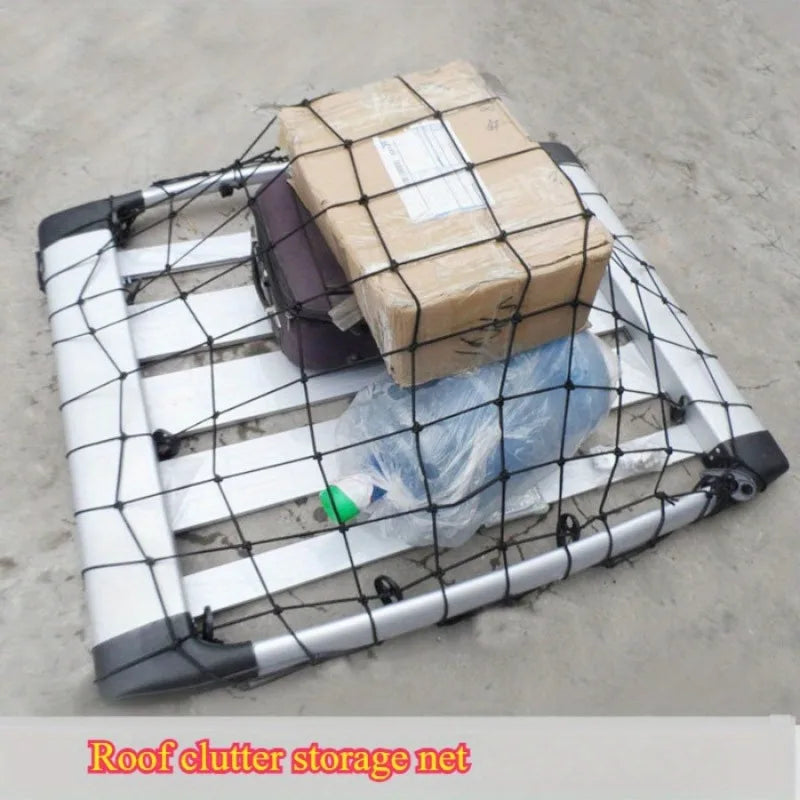 New Model Car Roof Luggage Net - 120*80cm Rope Net for SUV Roof Rack, Luggage Fixing Net Cover with Straps
