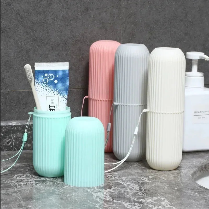 1/2pcs Portable Toothbrush Cup Bathroom Toothpaste Holder Storage Case Box Organizer Travel Toiletries Storage Cup