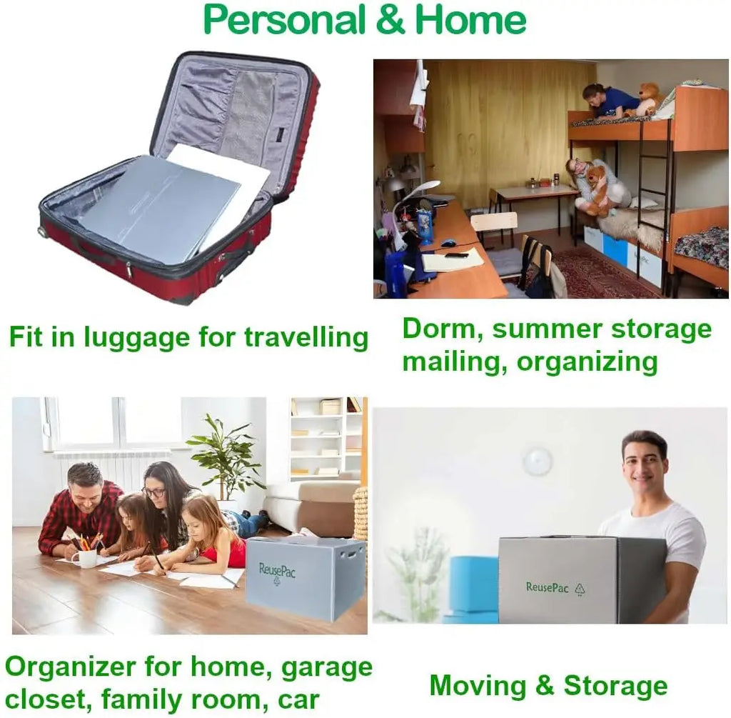 Reusable Foldable Box Corrugated PP Lightweight, Storage Moving Mailing, Heavy Duty Stackable, Tape Free Self-Locking Lid for Business Home (Gray, 18x14x12 in)
