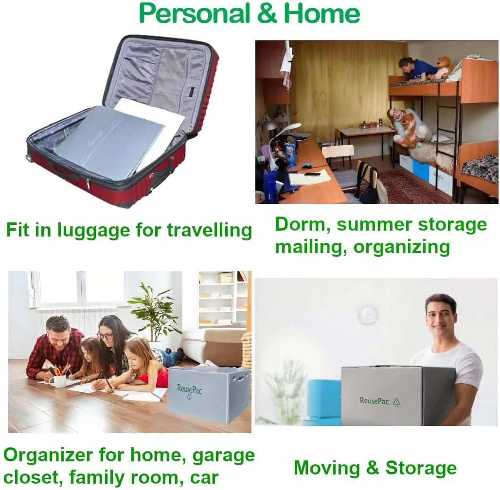 Reusable Foldable Box Corrugated PP Lightweight, Storage Moving Mailing, Heavy Duty Stackable, Tape Free Self-Locking Lid for Business Home (Gray, 18x14x12 in)