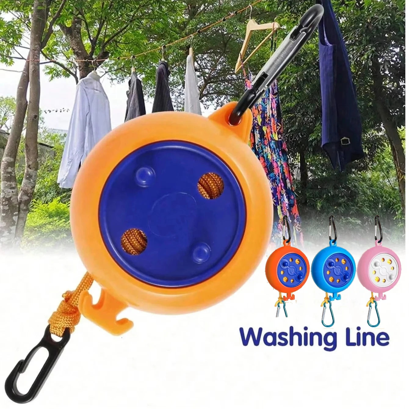 1Pc 8M Clothesline Laundry Drying Rope Outdoor Clothes Line Windproof Anti-slip Retractable Cord for Hotel Camping Accessories