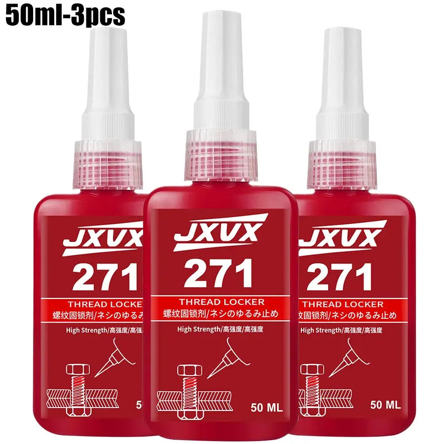 JXVX 271 Threadlocker High Strength Red Thread Locking Agent Sealant 50ml Anaerobic Glues Anti Loose Screw Glues Fastening Quickly Cured Threadlocker Adhesive for Screw 1-10pcs.