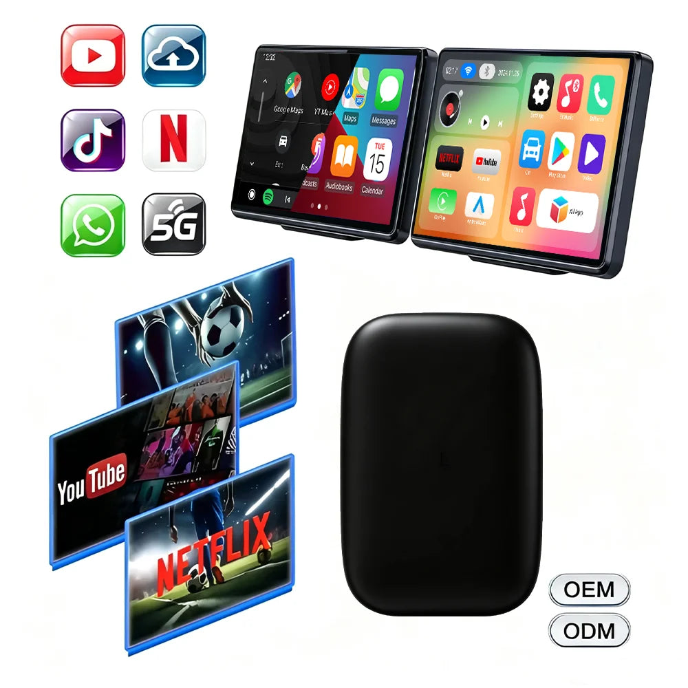 2026 Android 15 CarPlay Ai Box Wireless Android Auto 3 in 1 USB Adapter Plug & Play TV Box For Youtube Netflix Toyota Benz Ford