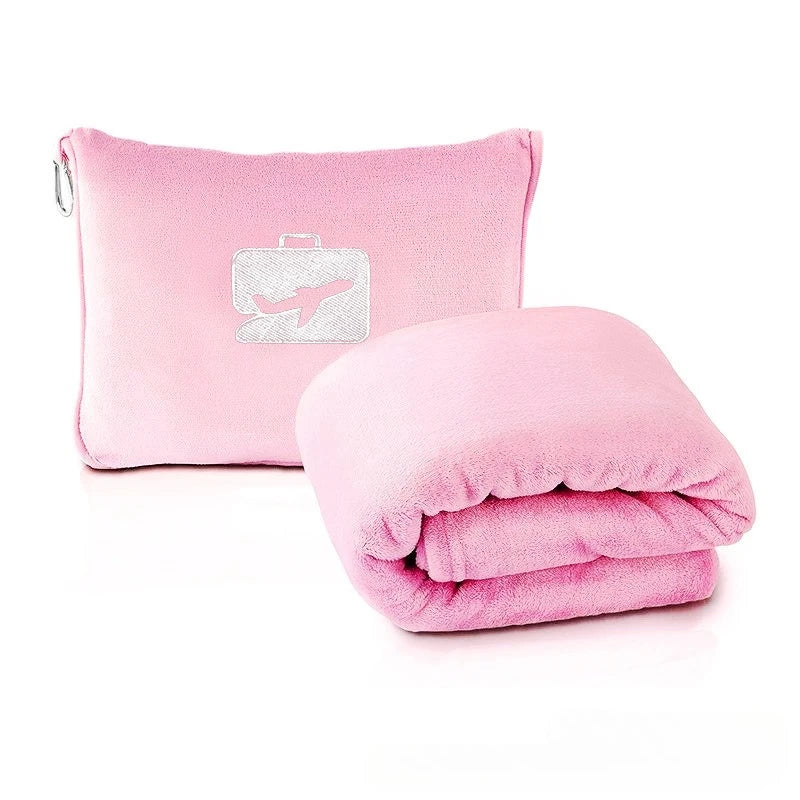 New Portable Airplane Travel Blanket Folding Storage Autumn Winter Nap Cover Blankets Solid Color Warm Picnic Flannel Blanket