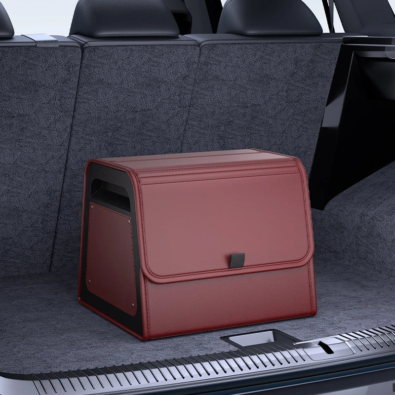 Car Trunk Organizer with 4-Point Magnetic Closure – PU Leather, Reinforced ABS Frame, Fits SUV, Sedan, and Home Use