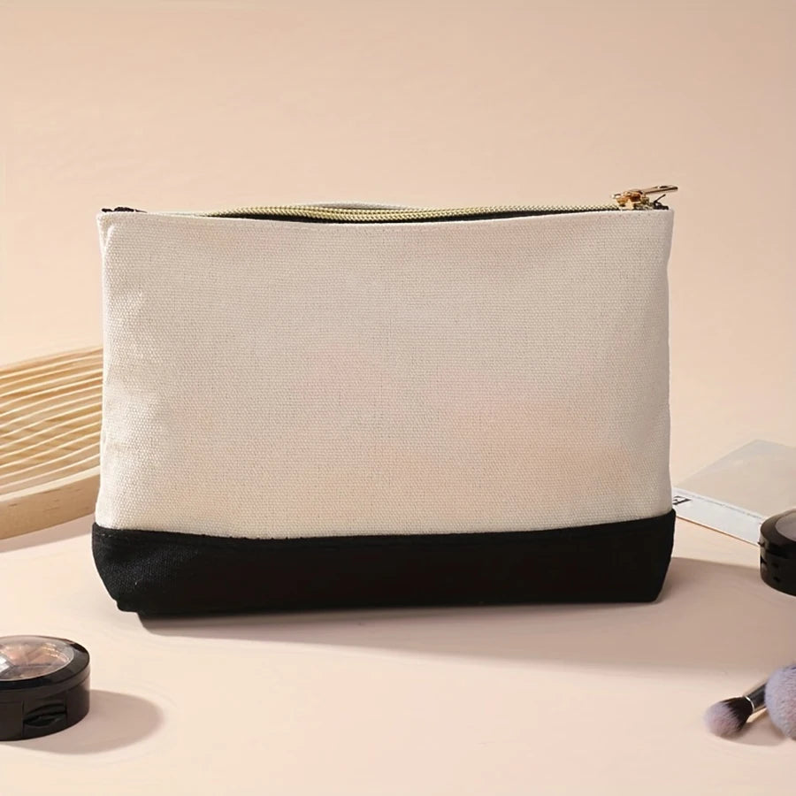 Fashion canvas lady's handbag  large capacity letter print makeup set  daily zipper coin purse key bag for going out
