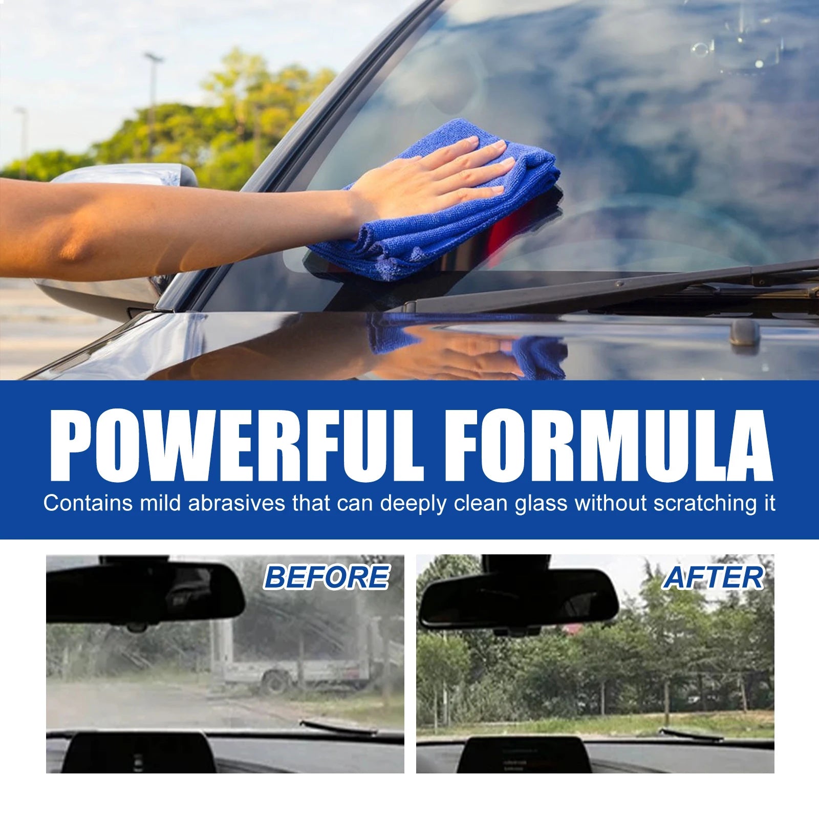 Car Glass Oil Film Remover Glass Polishing Compound Windshield Cleaner Car Glass Polishing Clear Window Auto Detailing