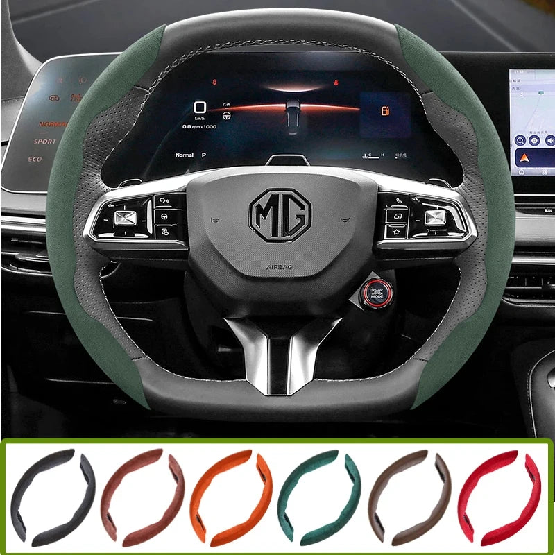 Suitable for Mg Non-Slip Buckle Segmented Suede Steering Wheel Cover Suitable for Zs Mg3 Hybrid Luxury 2025 One Mg4 Mulan Hs 5 6