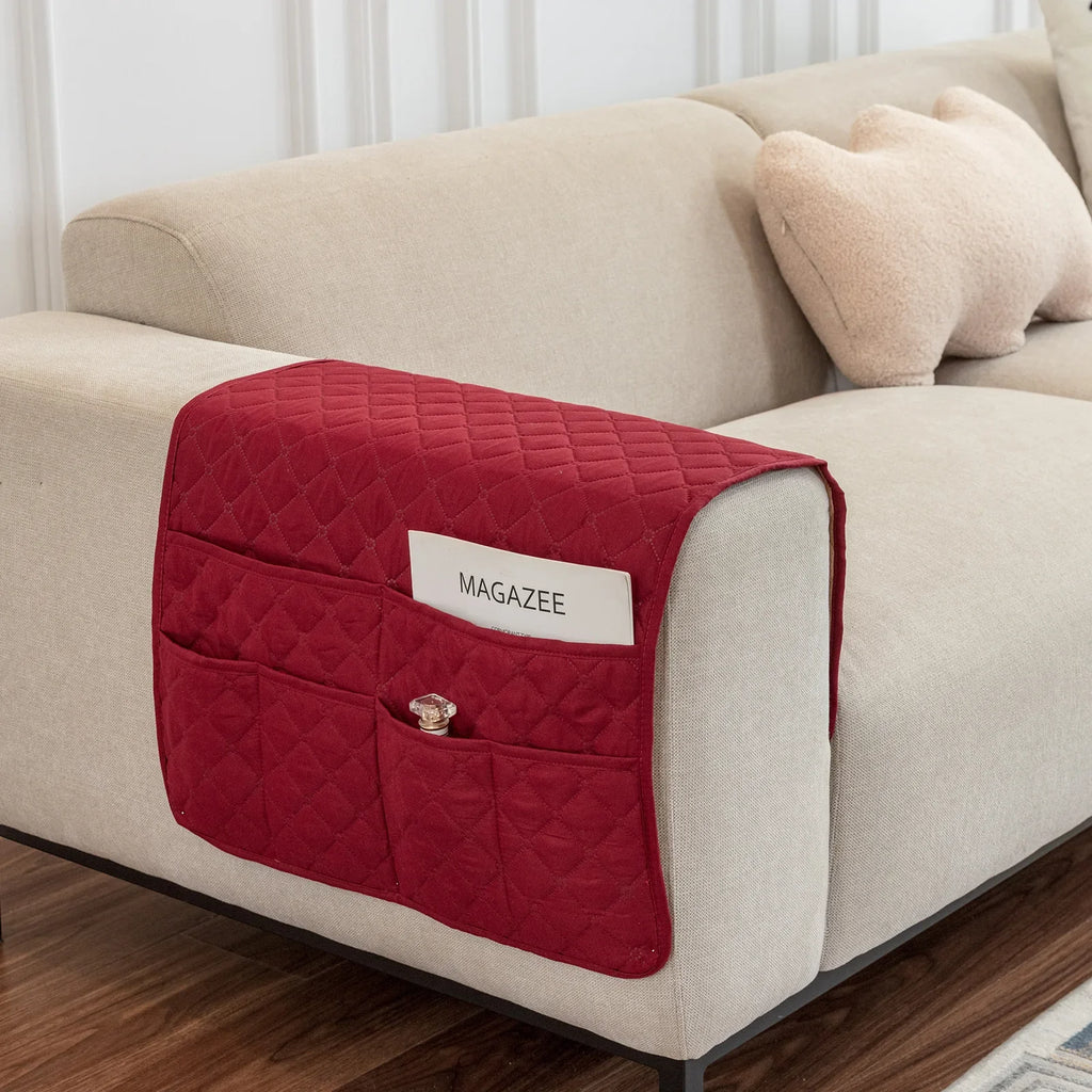 New Sofa Hand Towel with Storage Pocket Magazine Remote Control Sofa Recliner Armrest Clutter Management Bag