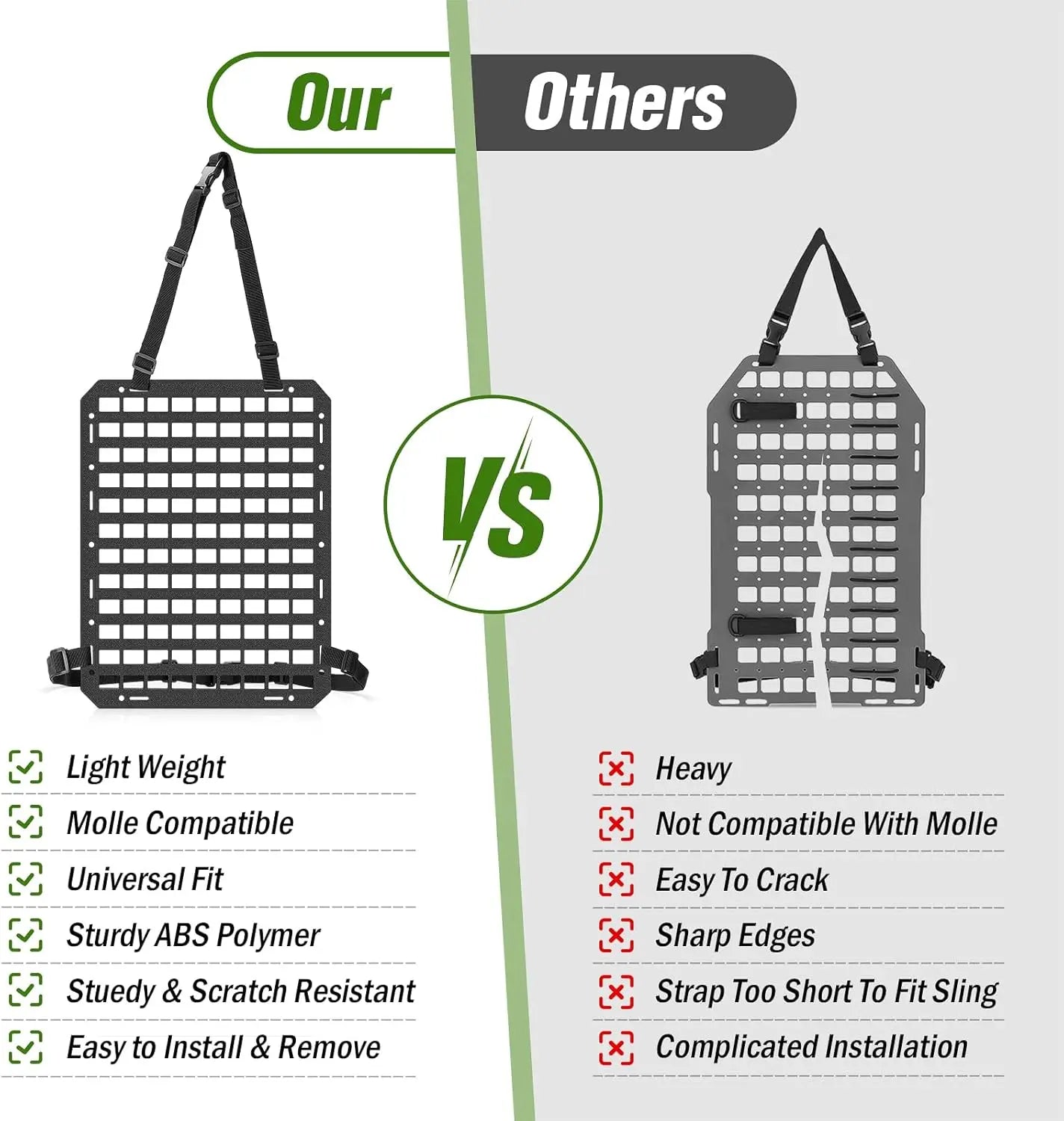 Car Seat Back Tactical Molle Panel Multifunctional Adjustable Seat Mesh Storage Organizer Tactical Vehicle Storage Hanging Plate