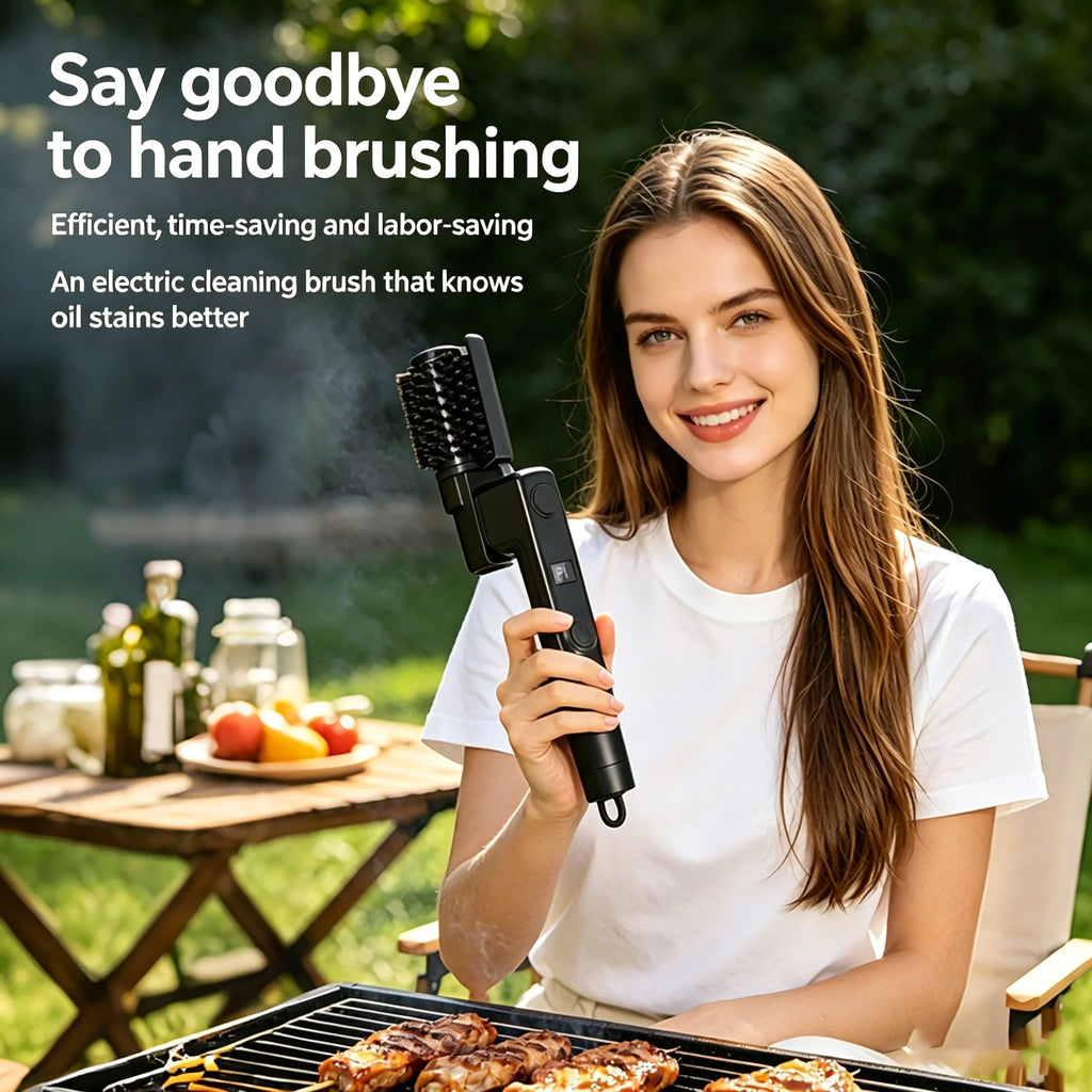 Electric Grill Brush Rechargeable, 3 Powerful Speed BBQ Grill Brush for Outdoor Grill, 180° Adjustable, Stainless Steel Rotary B