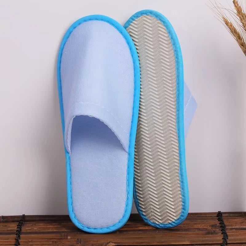 5-10 Pairs Disposable Slippers Women Men Home Soft Plush Slides Unisex Travel Hotel Households Non-slip Shoes Family Guest Shoes