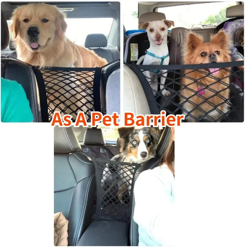 Car Mesh Organizer Between Seat, Pet Dog Kids Barrier, Net Pocket Storage Bag Backseat, Seat Back Storage, Auto Car Accessories