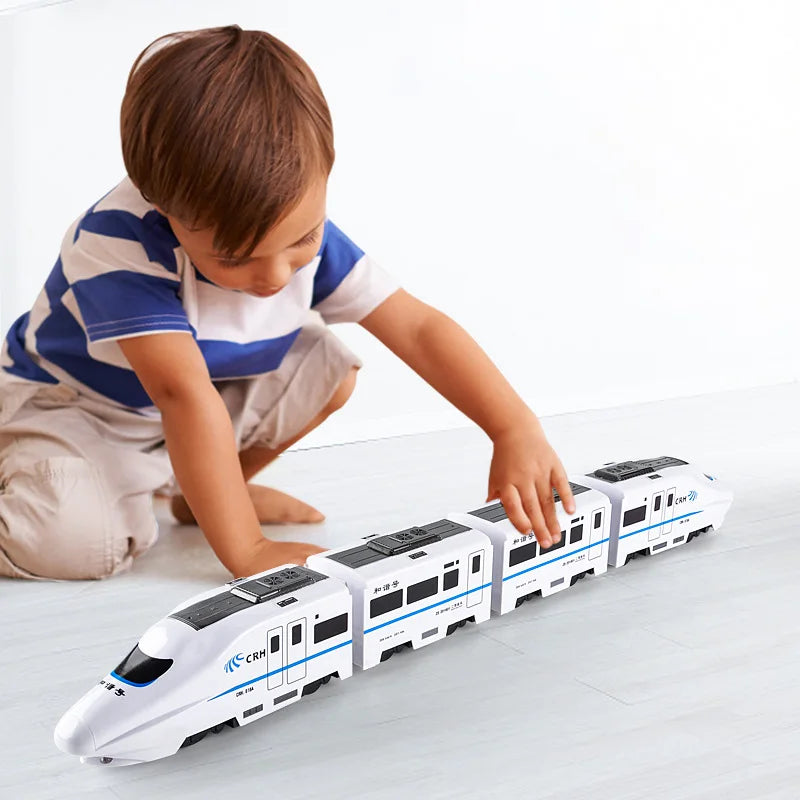 Harmony Railcar Simulation High-speed Railway Train Toys 3D Electric Bullet Train with Light Model Building Toy GIft Car for Kid