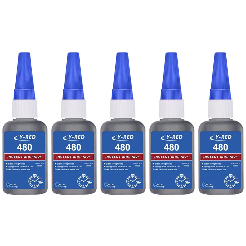480 Black Super Glue,Instant Adhesive Super Strong CA Glue for DIY, Repair, Crafts, Metal, Plastic, Rubberr