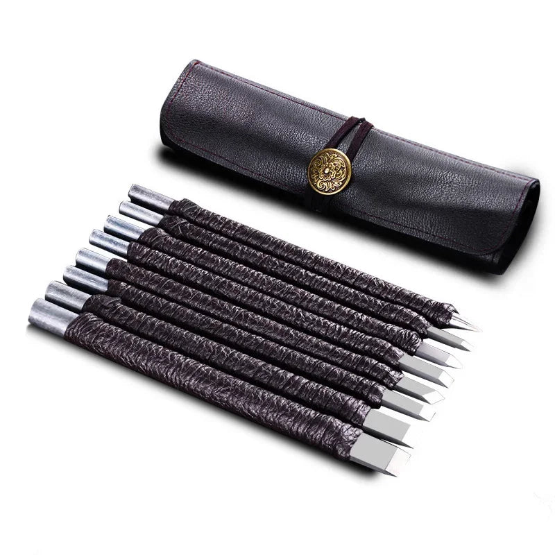 3/8/10 Pcs Tungsten Steel Stone Engraving Kit Professional Chisel Wood Seal stone Carving Cutting Blade Hand Tool Set