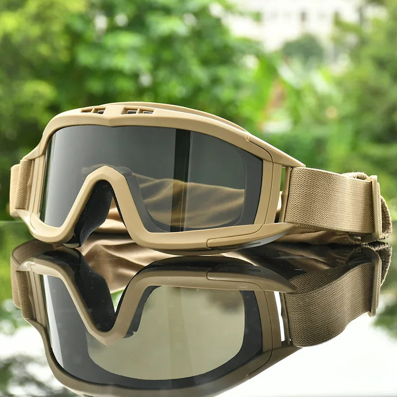 1Pair of Tactical Goggles Retro Cool Motorcycle Windproof Dustproof Safety Glasses for Outdoor Climbing Sport Protective Eyewear