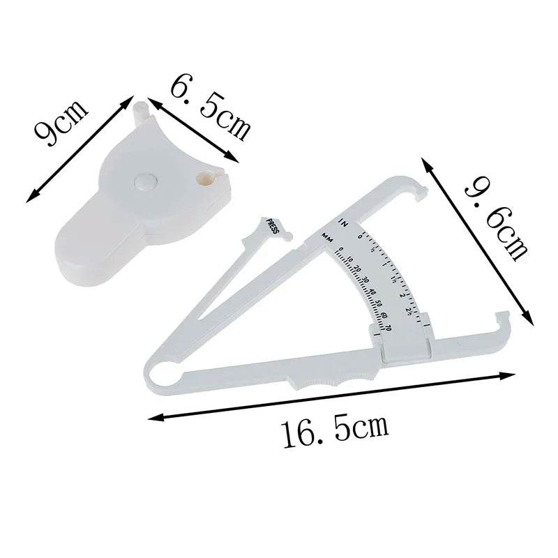 2pcs/set PVC Body Fat Caliper Measure Tape Tester Fitness for Lose Weight for Body Building Portable Fitness Equipmnet White