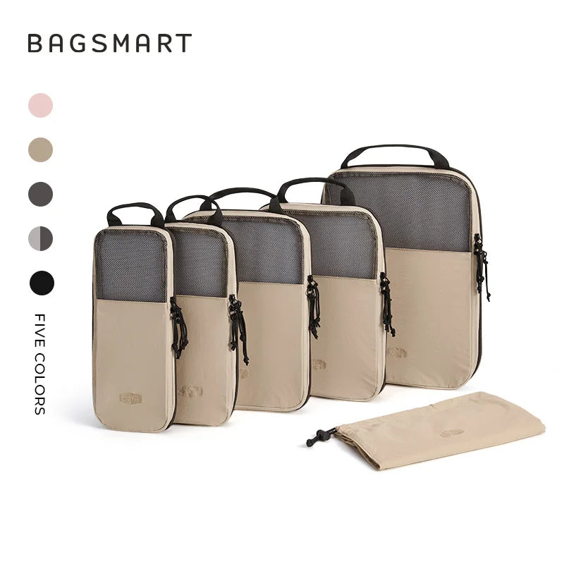 BAGSMART 6PC Compression Packing Cubes Large Capacity Travel Storage Bag Portable Luggage Organizers for Clothes