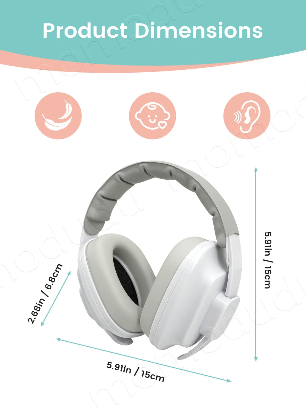 1PC Square Shape Baby Ear Protection Noise Cancelling Headphones for Babies for 3 Months to 3 Year