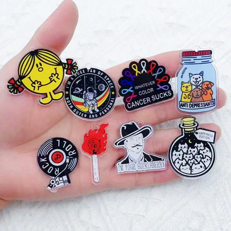 10pcs Halloween cartoon character charm creative acrylic pendant keychain necklace jewelry DIY ornaments hanging accessories