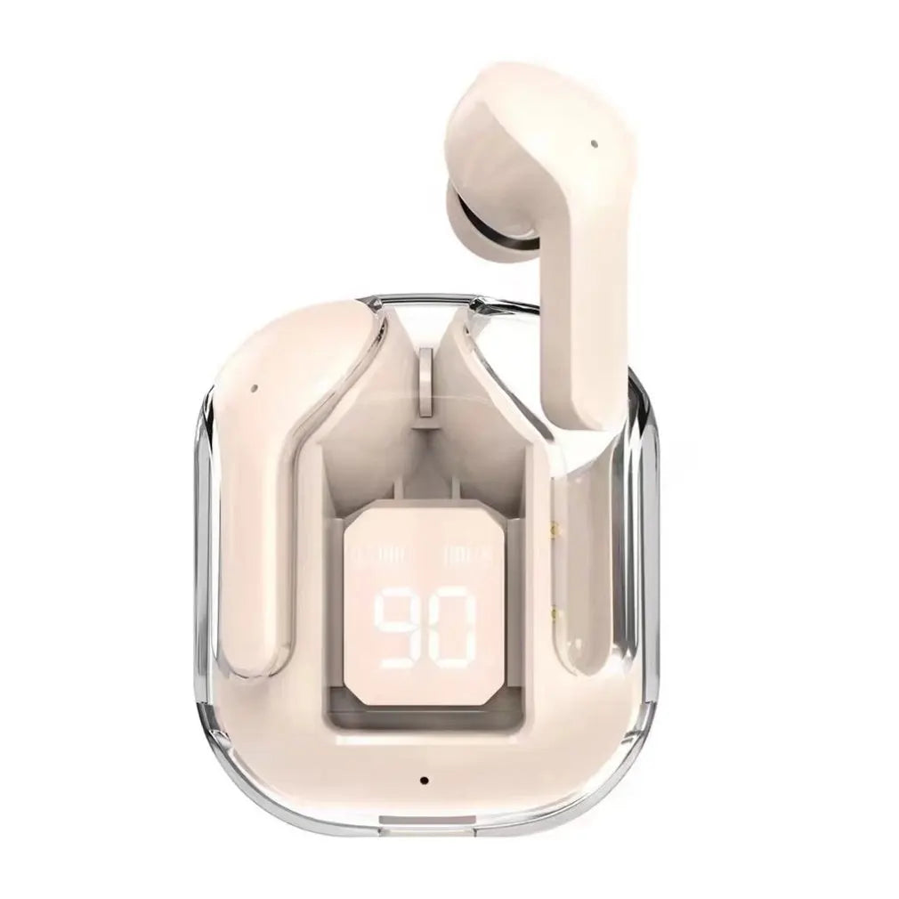 Bluetooth 5.3 Wireless Headset Transparent Headphones LED Power Digital Display Stereo Sound Earphones for Sports Working