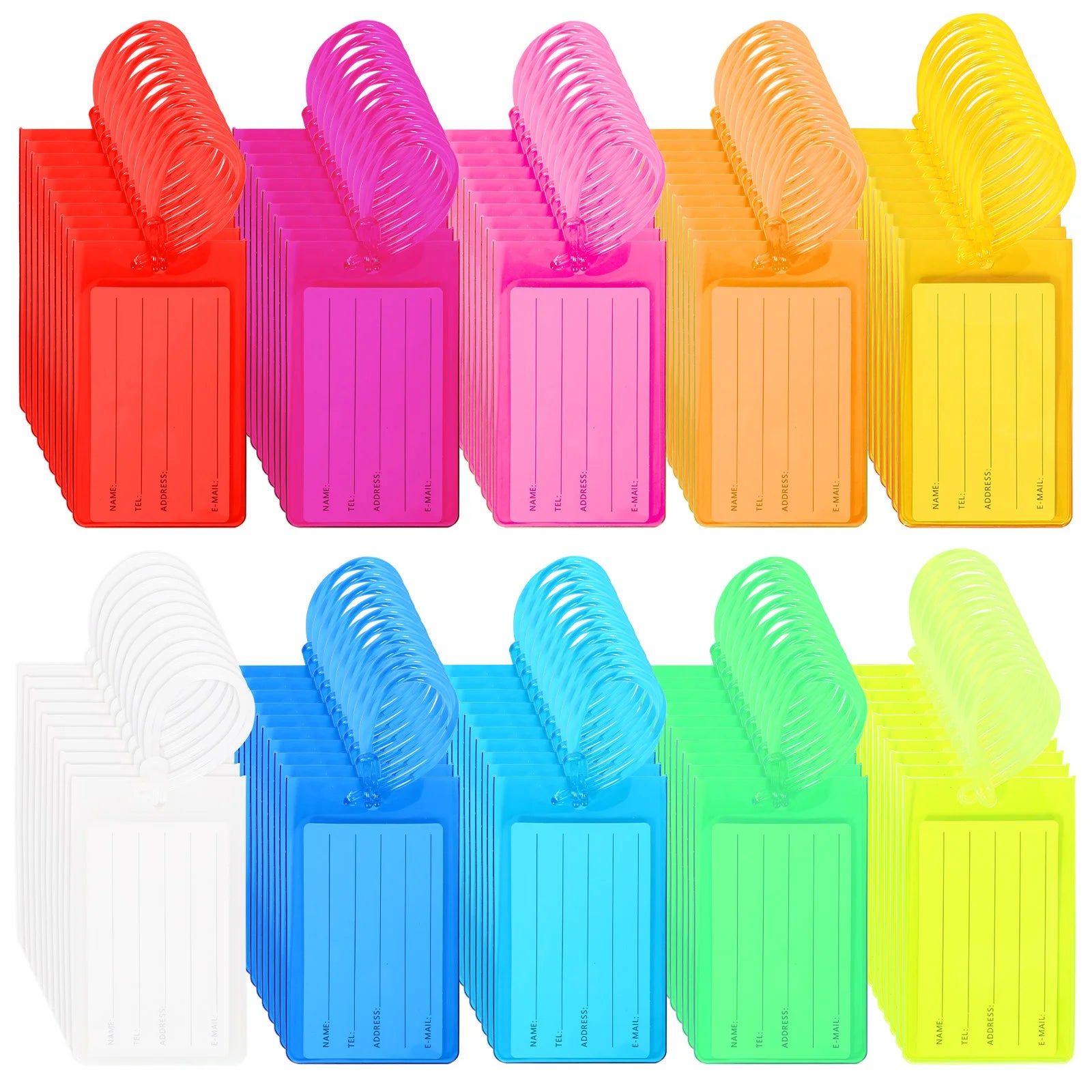 48/100 Pcs PVC Luggage Tag Waterproof Flexible Suitcase Label Multi Colors Card Cover Luggage Tag for Baggage Travel Accessories