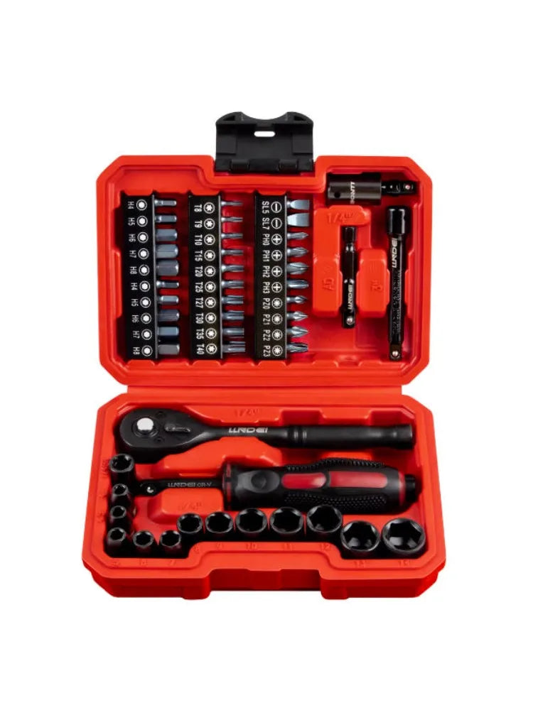 48 Piece 1/4 Inch Mini Socket Ratchet Wrench Set, Metric Shallow Socket (4-14mm) 6-Point,with 72 Teeth Mini Ratcheting